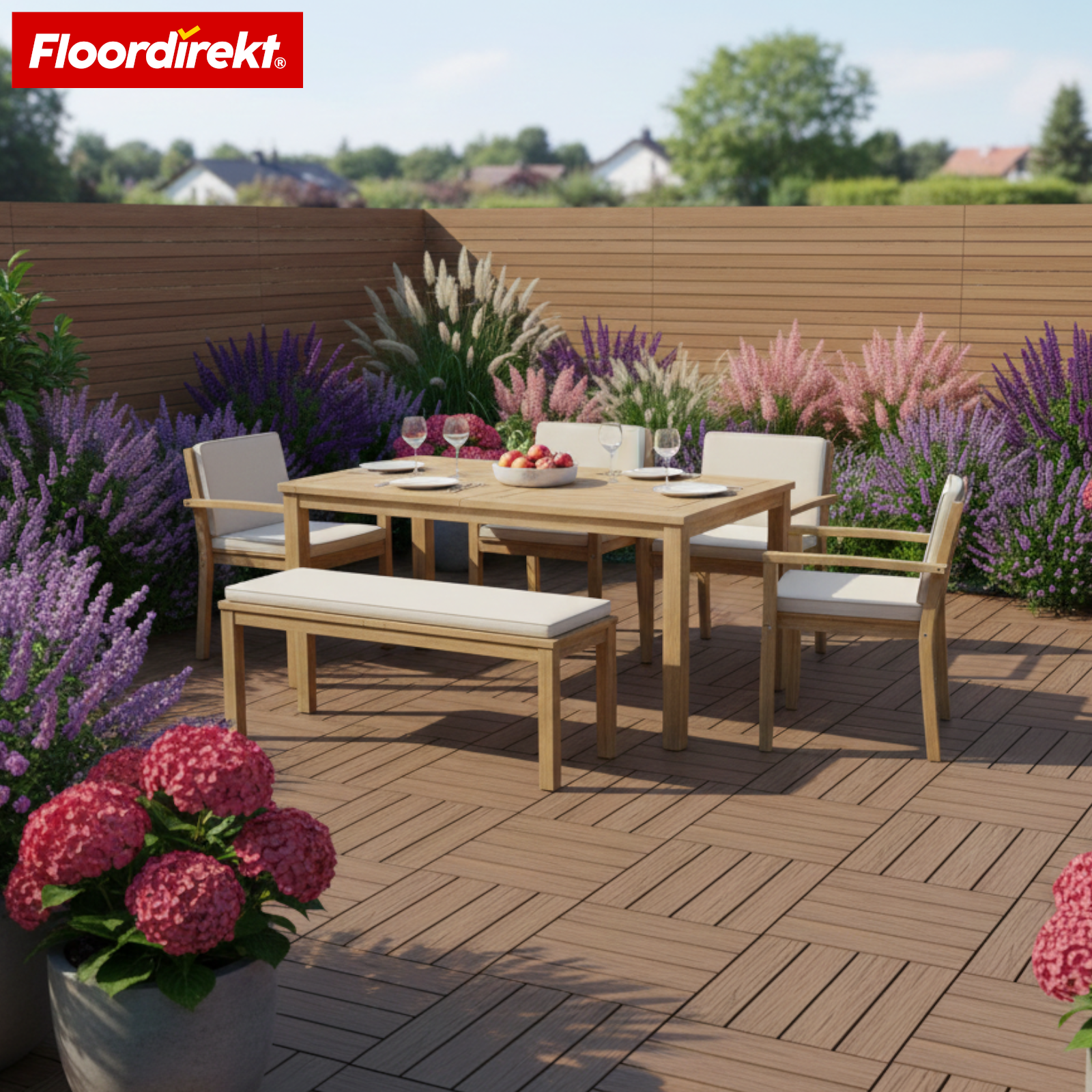 Dalles de terrasse | Majestic | Marron | 30x30 cm Dalles clipsables effet lames de bois | Résistantes aux intempéries & faciles d’entretien