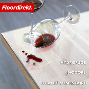 Film de table | Neo Milky | Protection de table semi-transparente blanc laiteux sur mesure avec bord biseauté