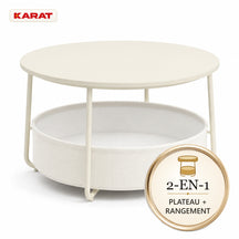 Table d’appoint | Tore | Table ronde avec rangement ouvert en bois & acier | Ø 75 cm
