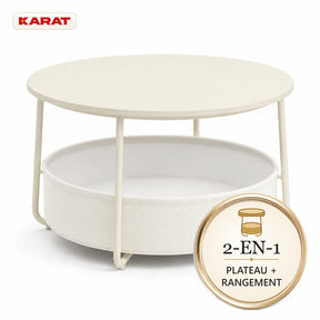 Table d’appoint | Tore | Table ronde avec rangement ouvert en bois & acier | Ø 75 cm