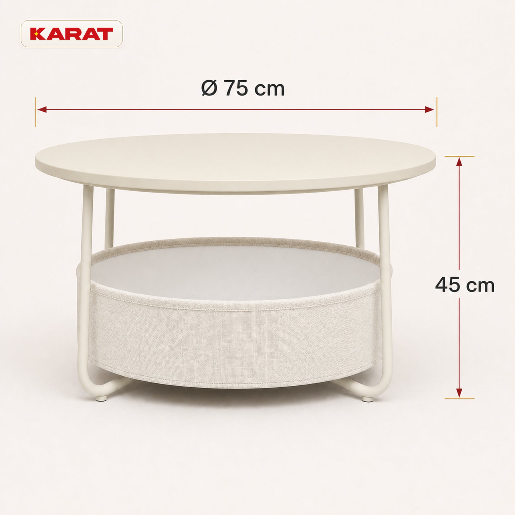 Table d’appoint | Tore | Table ronde avec rangement ouvert en bois & acier | Ø 75 cm