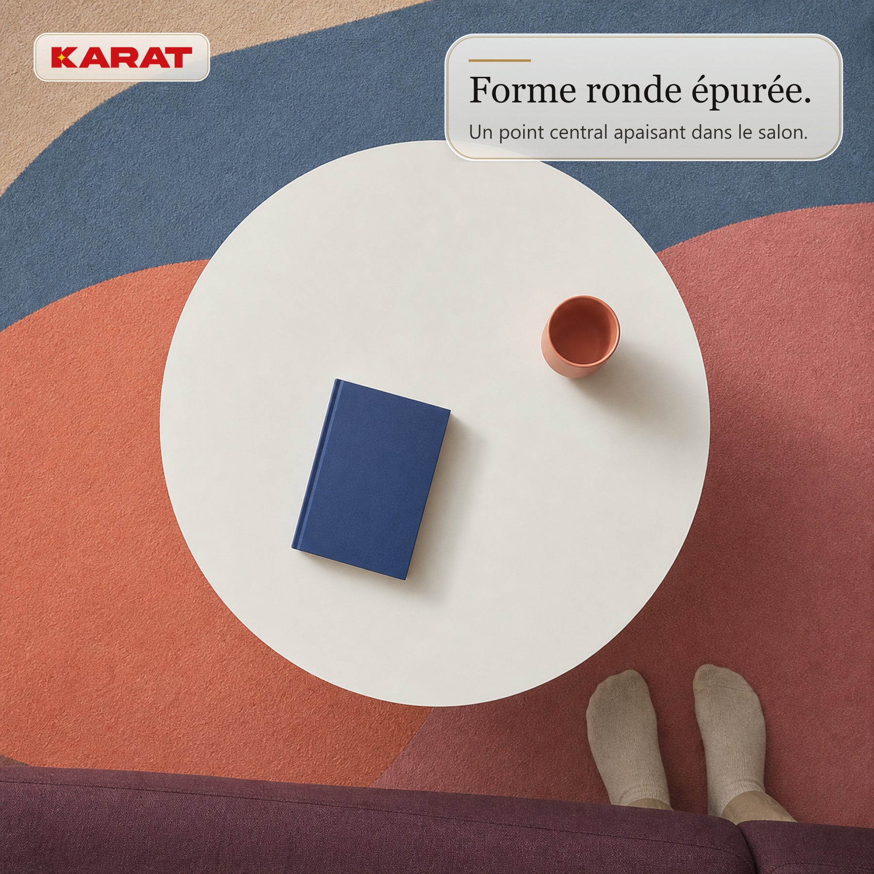 Table d’appoint | Tore | Table ronde avec rangement ouvert en bois & acier | Ø 75 cm