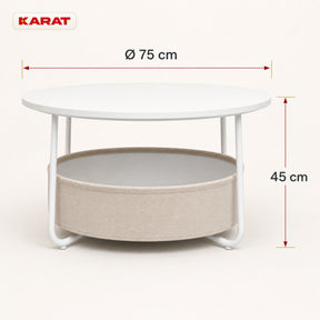 Table d’appoint | Tore | Table ronde avec rangement ouvert en bois & acier | Ø 75 cm