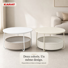 Table d’appoint | Tore | Table ronde avec rangement ouvert en bois & acier | Ø 75 cm