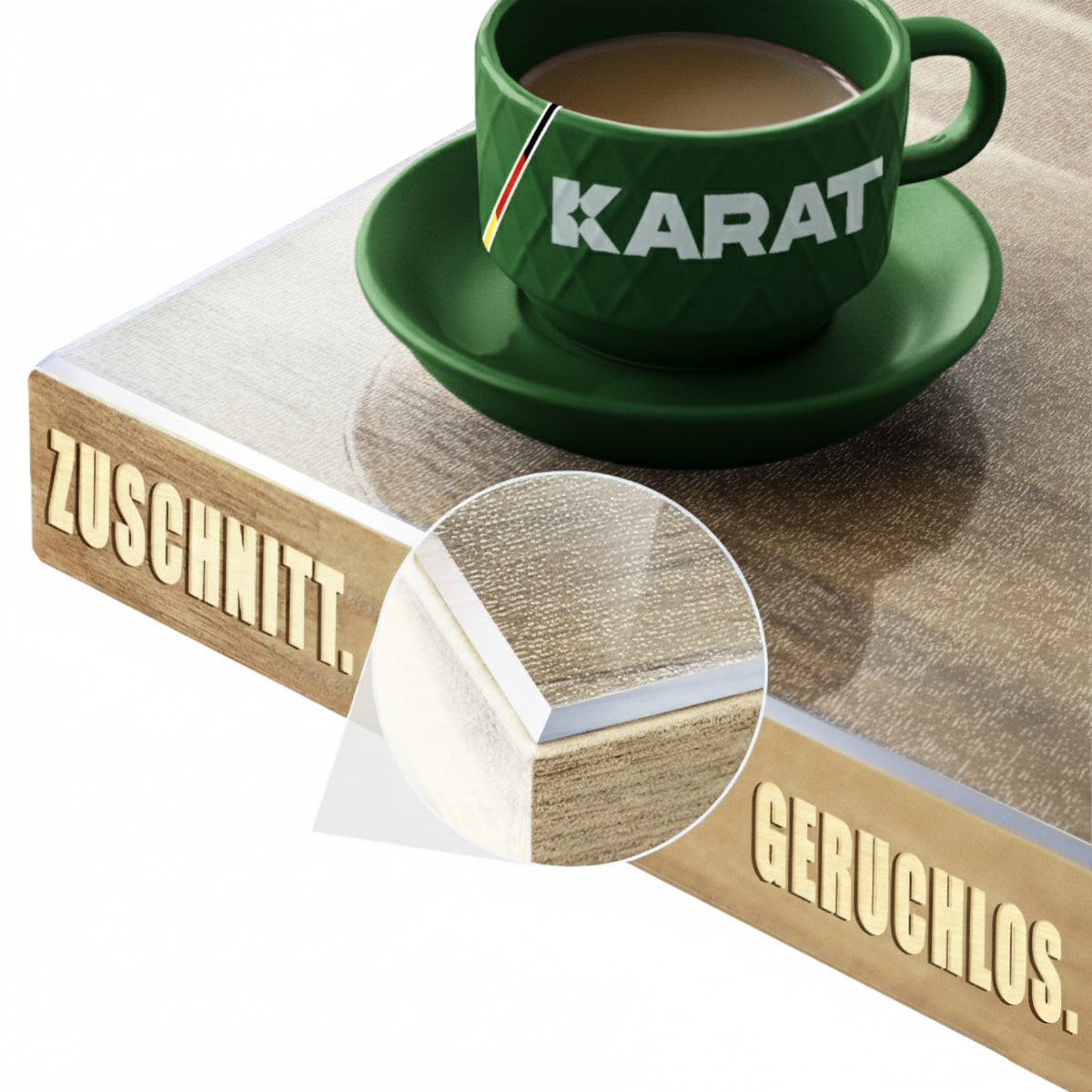 Film transparent mat pour table avec bords biseautés | Crystal | Film de protection mat pour tables | Découpe personnalisée