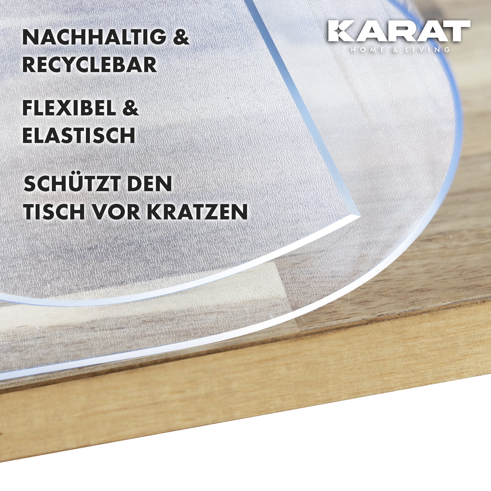 Film transparent mat pour table avec bords biseautés | Crystal | Film de protection mat pour tables | Découpe personnalisée