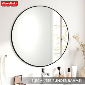Miroir mural | Bella | Miroir rond avec cadre noir en alliage d'aluminium | Disponible en différentes tailles