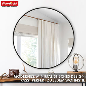 Miroir mural | Bella | Miroir rond avec cadre noir en alliage d'aluminium | Disponible en différentes tailles