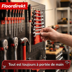 Mur à outils | Parker | Panneau perforé en métal avec accessoires | Support à outils pour atelier et garage