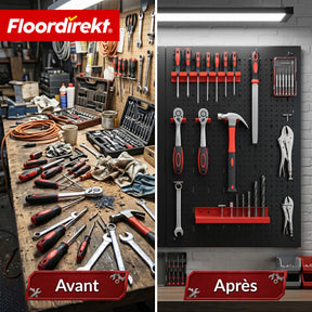 Mur à outils | Parker | Panneau perforé en métal avec accessoires | Support à outils pour atelier et garage