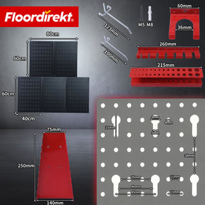 Mur à outils | Parker | Panneau perforé en métal avec accessoires | Support à outils pour atelier et garage