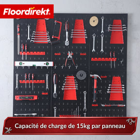 Mur à outils | Parker | Panneau perforé en métal avec accessoires | Support à outils pour atelier et garage