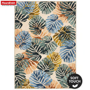 Tapis de salon | Amazonia | Tapis moderne à motif de feuilles | Antidérapant, résistant & facile d’entretien | Disponible en plusieurs tailles