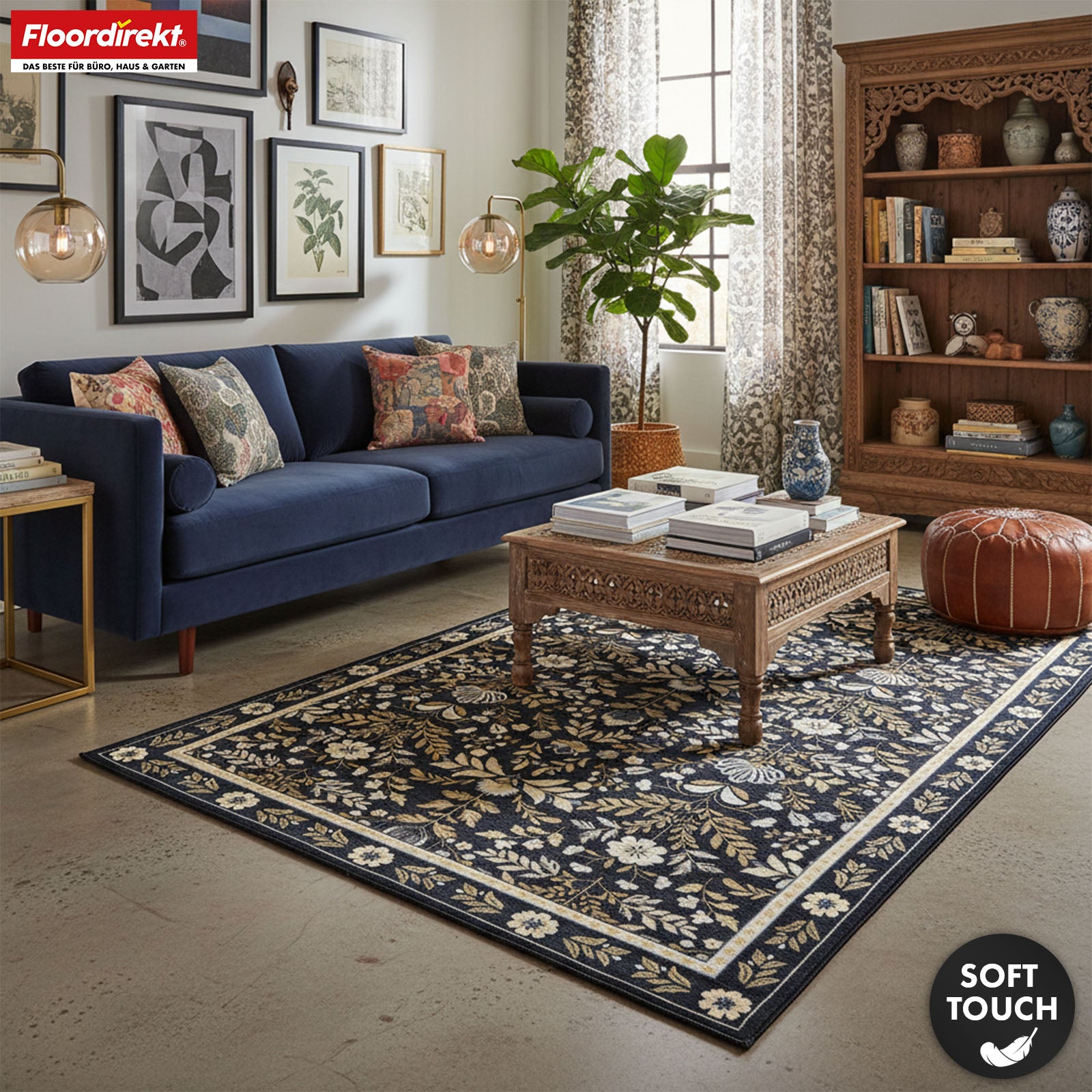 Tapis de salon | Aristo | Tapis élégant au motif floral classique | Antidérapant, durable & facile d’entretien | Disponible en plusieurs tailles