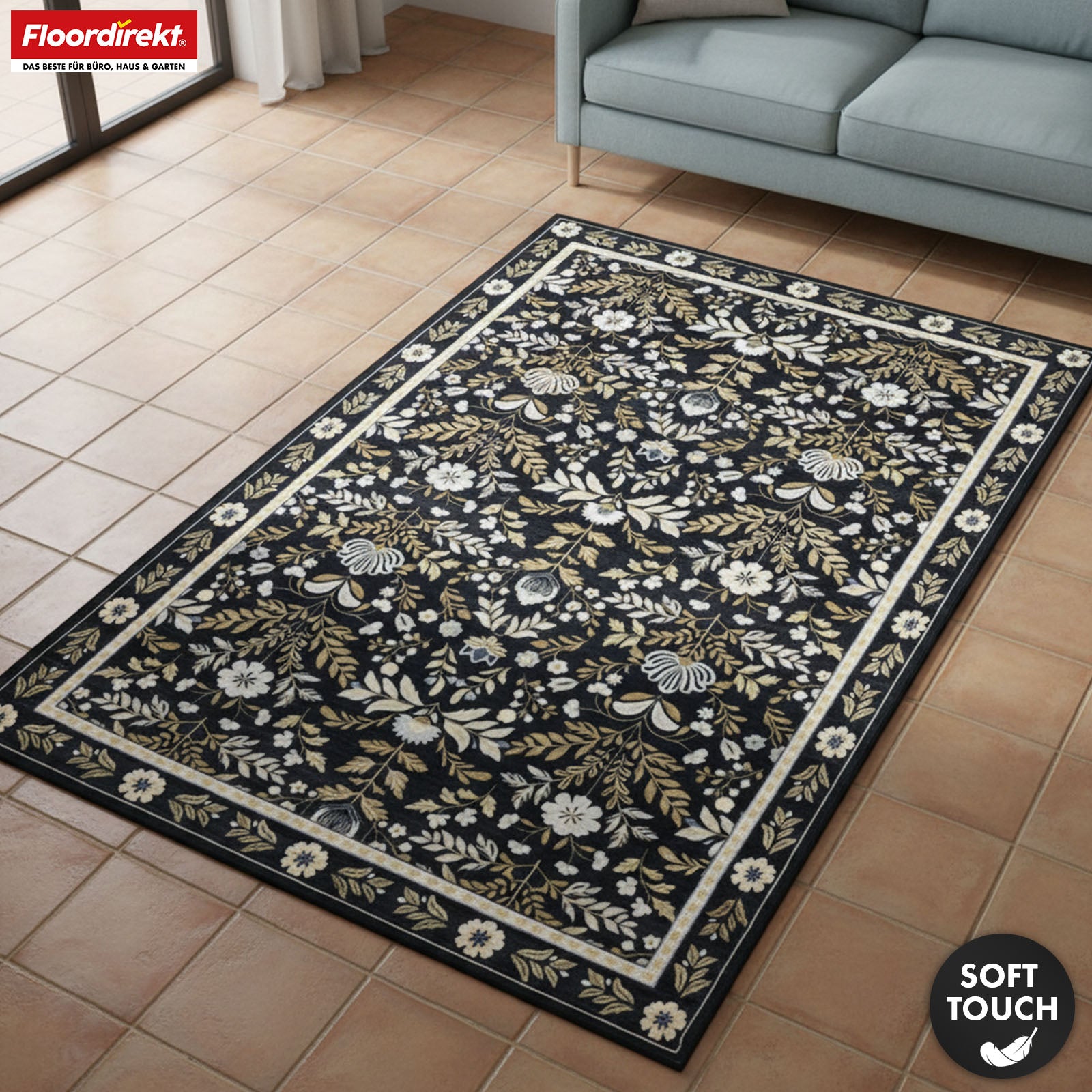 Tapis de salon | Aristo | Tapis élégant au motif floral classique | Antidérapant, durable & facile d’entretien | Disponible en plusieurs tailles