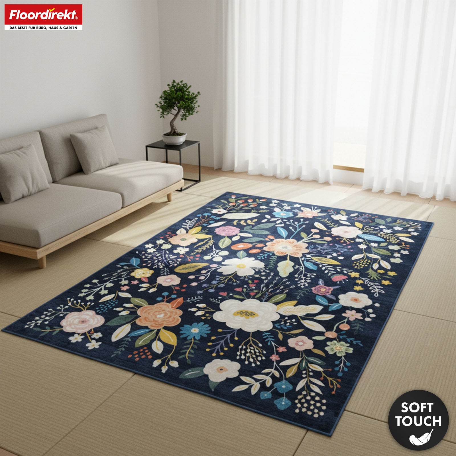 Tapis de salon | Damaskus | Tapis moderne au design floral | Antidérapant, résistant & facile d’entretien | Disponible en plusieurs tailles