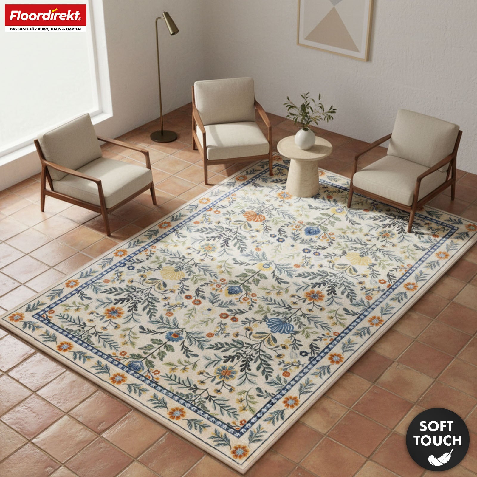 Tapis de salon | Orientalis | Tapis classique au motif floral oriental | Antidérapant, résistant & facile d’entretien | Disponible en plusieurs tailles