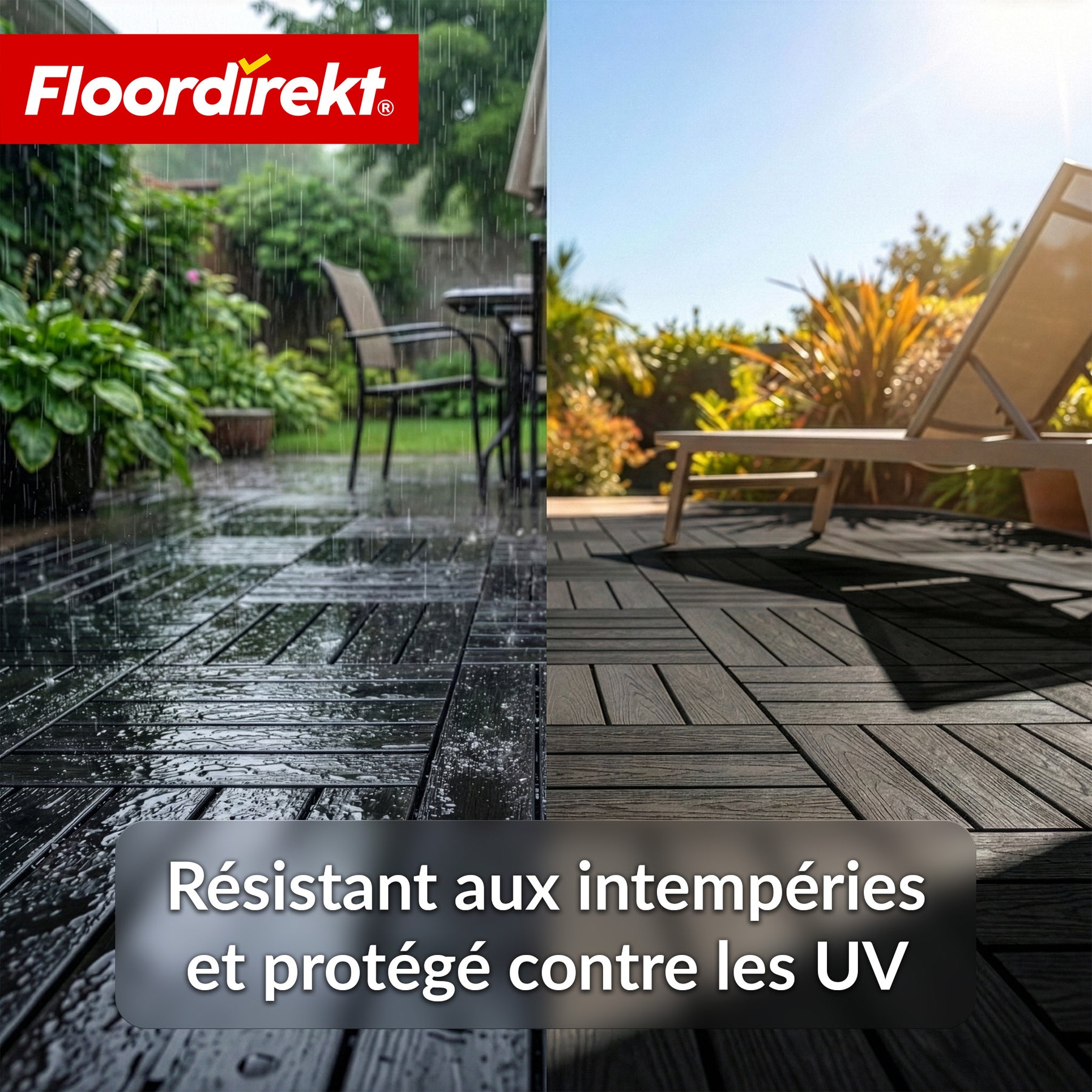 Dalle de terrasse WPC | Noble 3D | Dalle clipsable moderne 30 x 30 cm pour balcon & terrasse