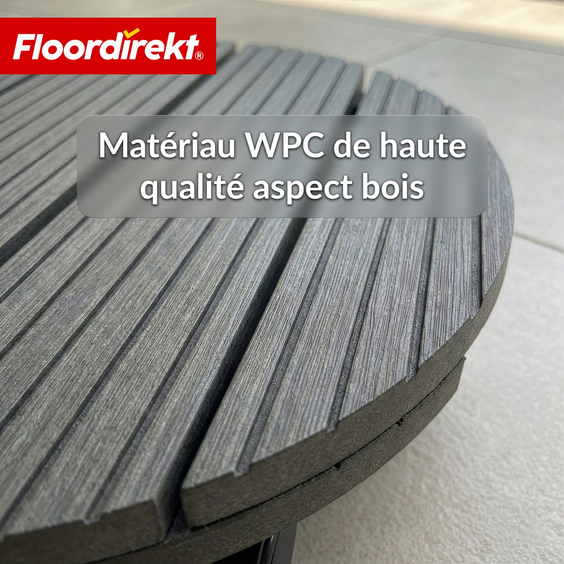 Chariot à plantes en WPC | Countess | Plateau roulant Ø 30 cm | 4 roulettes pivotantes à 360° & frein de blocage | charge jusqu’à 80 kg