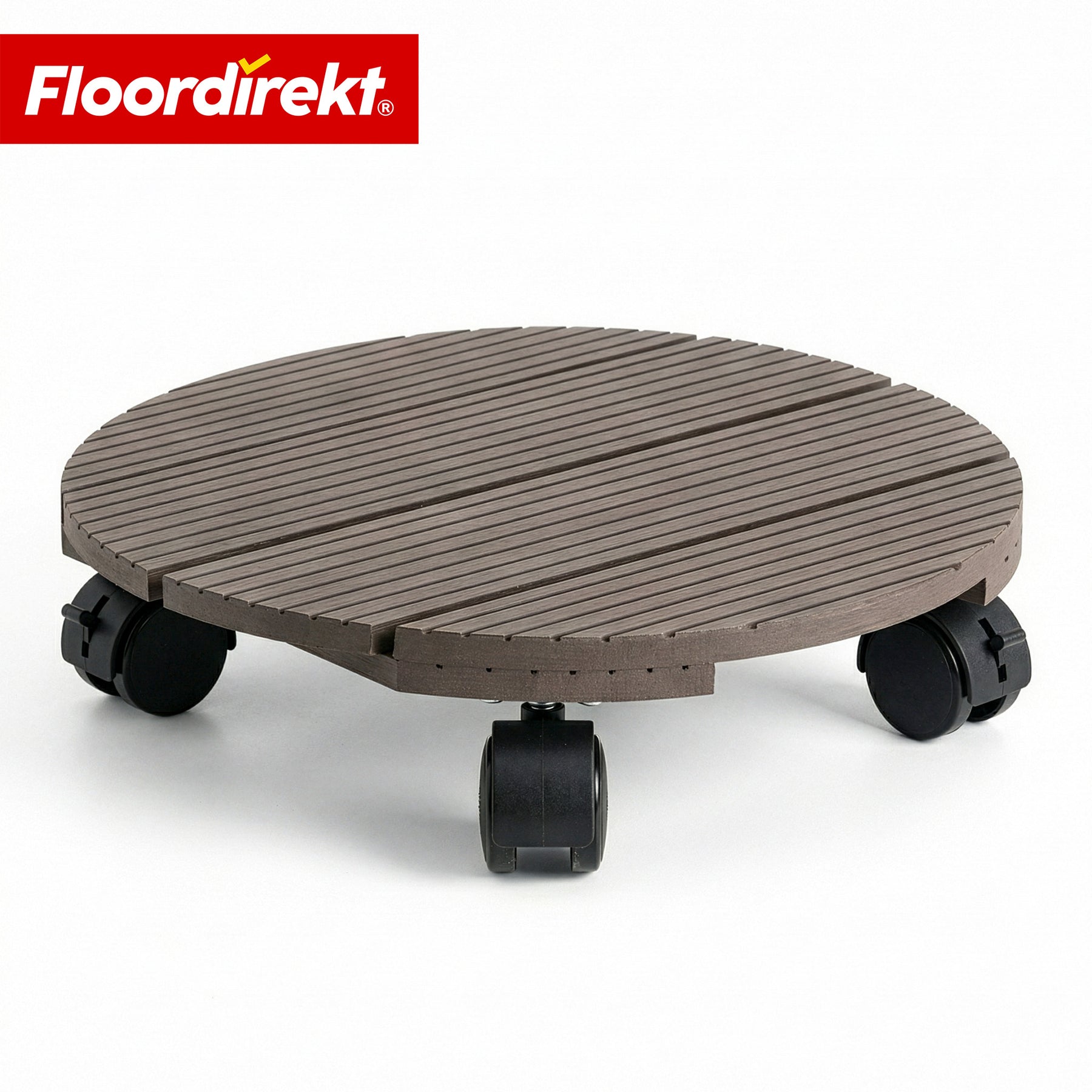 Chariot à plantes en WPC | Countess | Plateau roulant Ø 30 cm | 4 roulettes pivotantes à 360° & frein de blocage | charge jusqu’à 80 kg