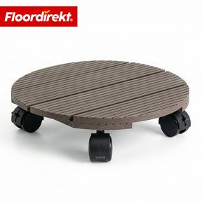 Chariot à plantes en WPC | Countess | Plateau roulant Ø 30 cm | 4 roulettes pivotantes à 360° & frein de blocage | charge jusqu’à 80 kg