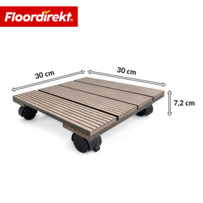 Chariot pour plantes en WPC | Marquis | Support roulant 30 x 30 cm | Roulettes pivotantes 360° avec frein | Charge jusqu’à 80 kg