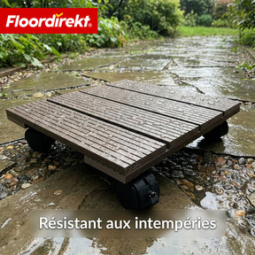 Chariot pour plantes en WPC | Marquis | Support roulant 30 x 30 cm | Roulettes pivotantes 360° avec frein | Charge jusqu’à 80 kg