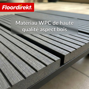Chariot pour plantes en WPC | Marquis | Support roulant 30 x 30 cm | Roulettes pivotantes 360° avec frein | Charge jusqu’à 80 kg