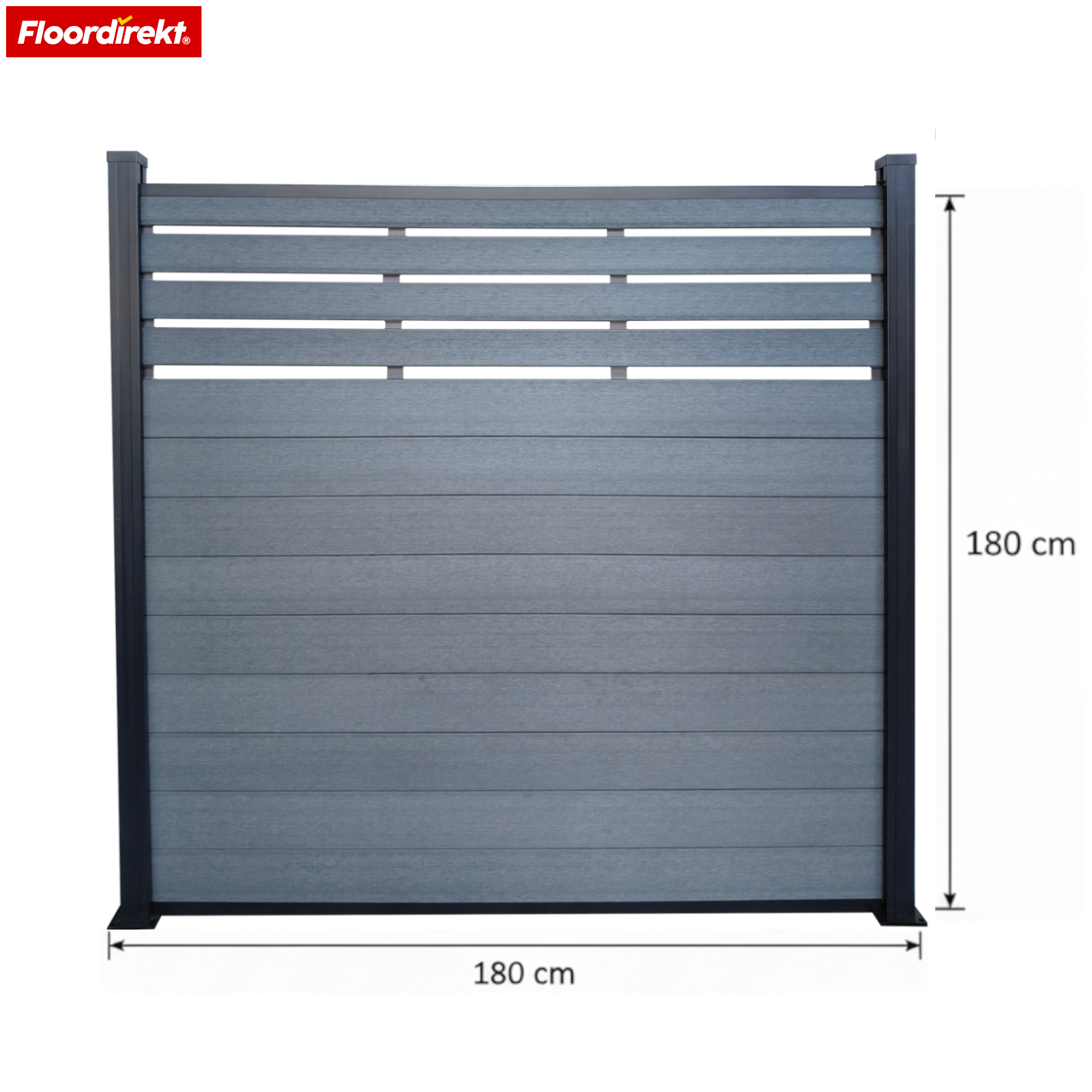 Clôture de confidentialité WPC | Elba | 180 x 180 cm Anthracite | Résistante aux intempéries, stable aux UV & facile d’entretien avec poteaux en aluminium