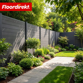 Clôture brise-vue en WPC | Ponza | 180 x 180 cm | Brise-vue et brise-vent moderne en noir avec poteaux en aluminium