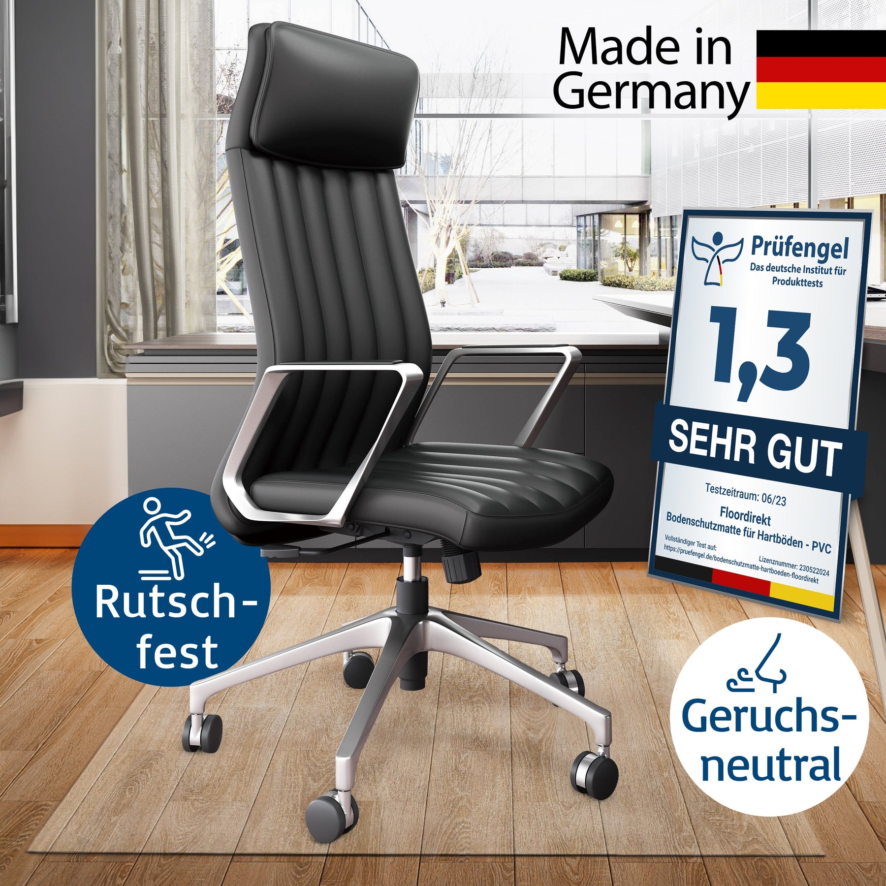 ✂ Tapis de protection pour sols durs | Neo Plus | Transparent | Découpé sur mesure