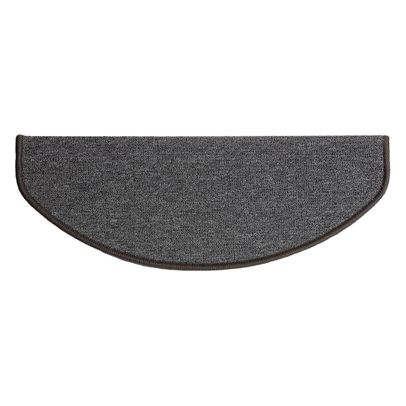 Lot De 15 Tapis D'escalier Semi-ronds Anthracite - 23,5 X 65 Cm - Antidérapants, Avec équerres Et Adhésif - Certifié Oeko-Tex