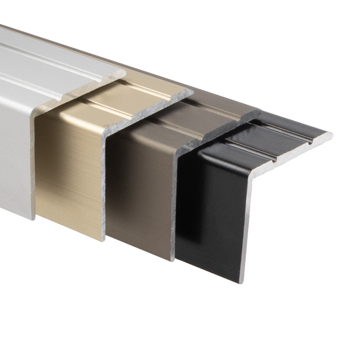 Profilé de nez de marche | Aluminium | Pré-percé ou auto-adhésif | 24,5 x 20 mm