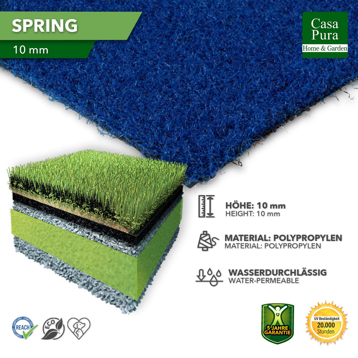 ✂ Tapis de gazon Premium | Spring | En différentes couleurs et largeurs | Idéal pour balcon et terrasse