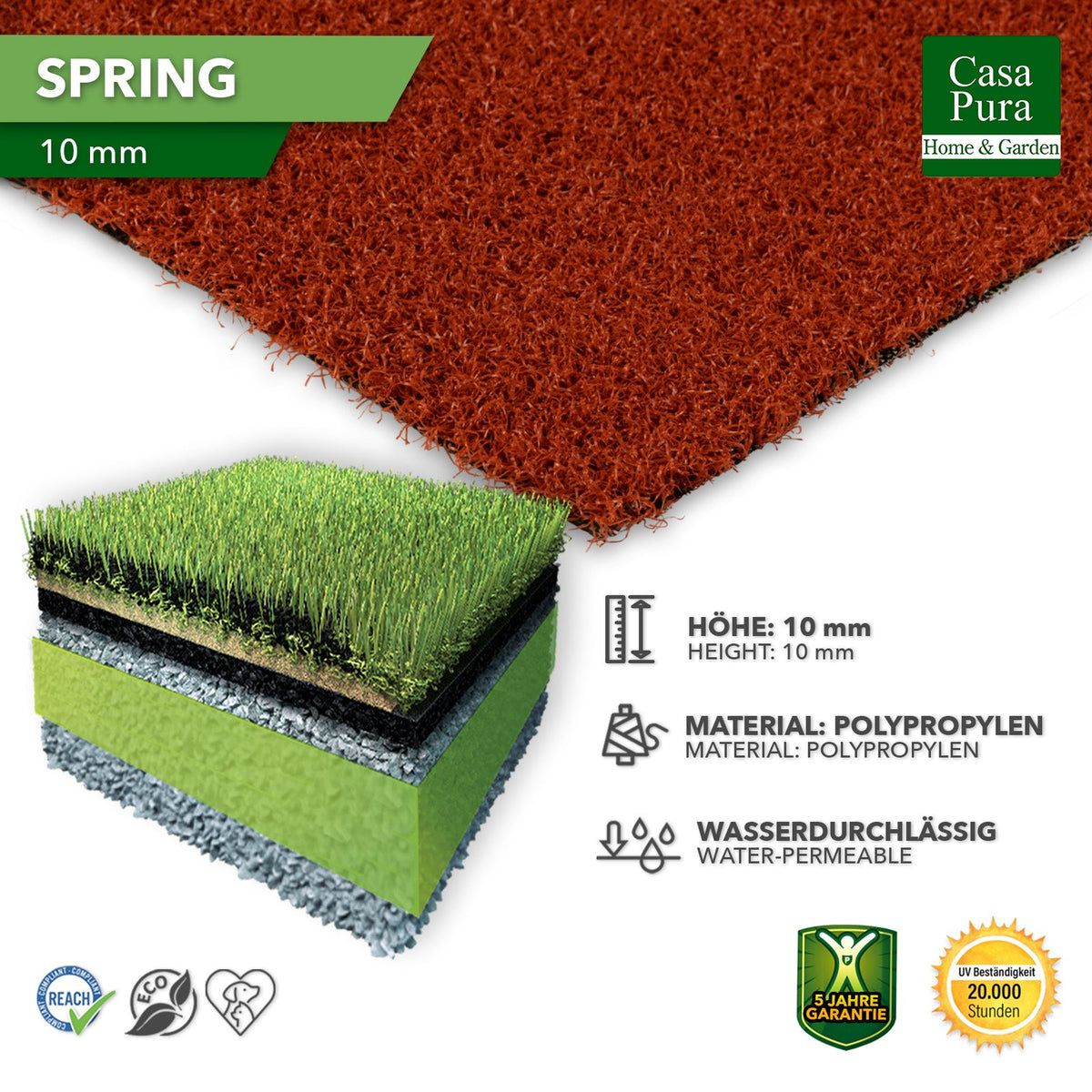 ✂ Tapis de gazon Premium | Spring | En différentes couleurs et largeurs | Idéal pour balcon et terrasse